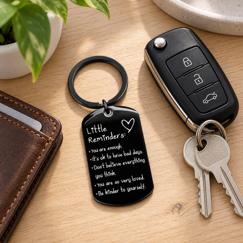 Little Reminders Keychain for Women Men, You Are Enough Inspirational Keyring, Uplifting Gift for Friends