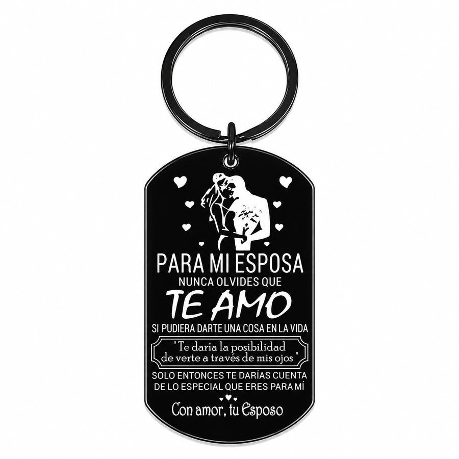 Stainless Steel Love Message Keychain - Romantic Husband Gift for Wife, Anniversary Gift for Her