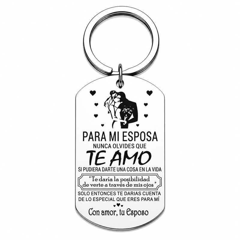 Stainless Steel Love Message Keychain - Romantic Husband Gift for Wife, Anniversary Gift for Her