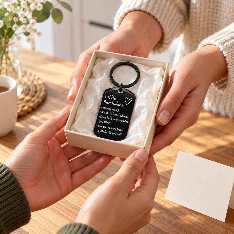 Little Reminders Keychain for Women Men, You Are Enough Inspirational Keyring, Uplifting Gift for Friends