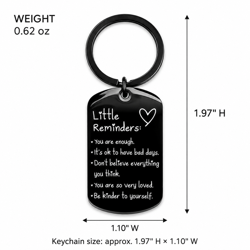 Little Reminders Keychain for Women Men, You Are Enough Inspirational Keyring, Uplifting Gift for Friends
