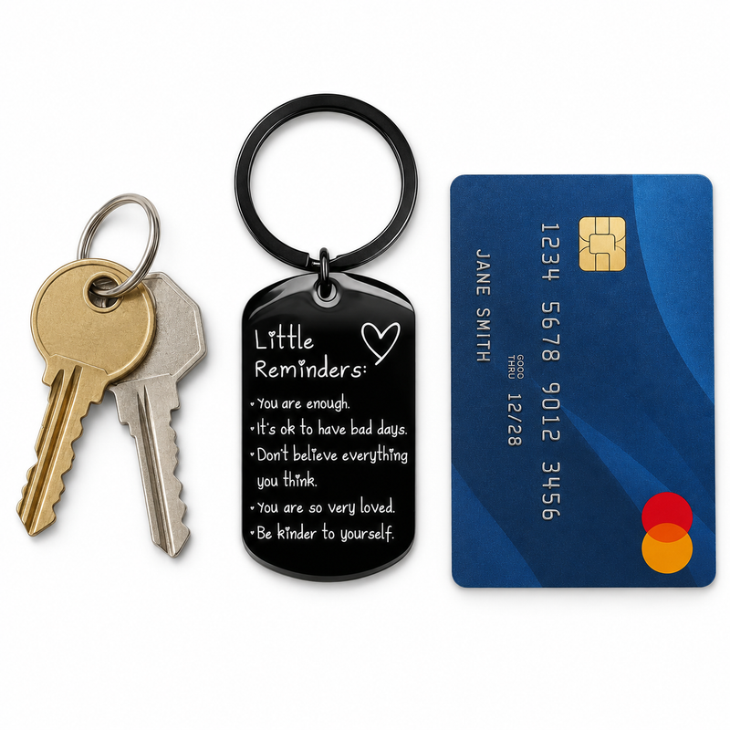 Little Reminders Keychain for Women Men, You Are Enough Inspirational Keyring, Uplifting Gift for Friends